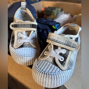 Plaid Kids Shoes with Velcro Strap